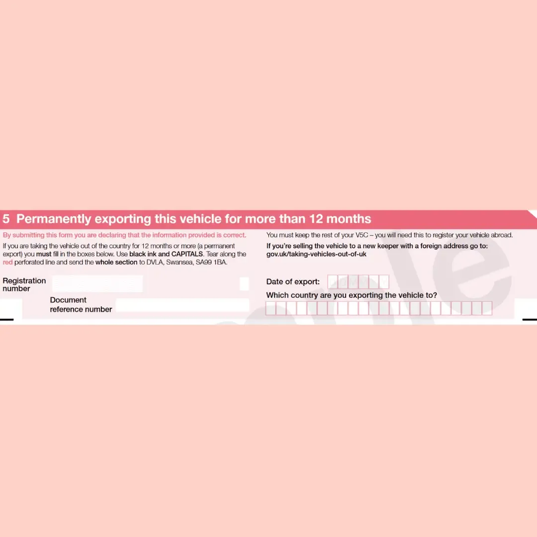 Section 5 - Exporting a car for more than 12-months outside of the United Kingdom